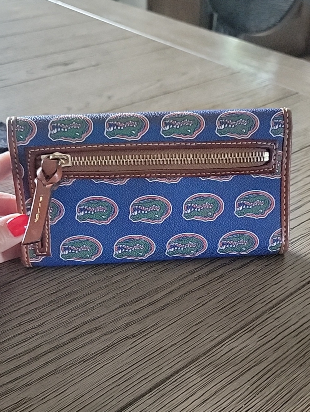 Dooney & Bourke Blue Florida Gators Logo Wallet with Brown Trim - Picture 6 of 14